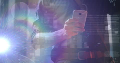 Businessman Engaging with Data and Technology on Smartphone