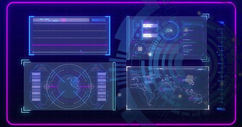 Futuristic Digital Interface with Data and Globes - Download Free Stock Images Pikwizard.com