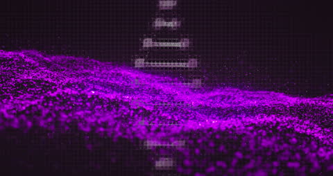 Purple Glitter Waves with DNA Strand on Black Background
