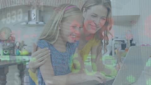 Mother and Daughter Exploring Financial Markets on Laptop