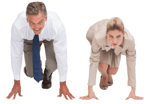 Transparent image of business competitors in race start