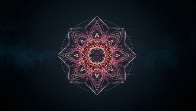 Glowing neon mandala with futuristic digital art design