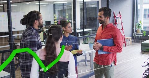 Diverse Team Collaborating on Business Analytics in Modern Office