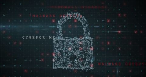 digital security lock with cybercrime alerts and matrix code design - Download Free Stock Images Pikwizard.com