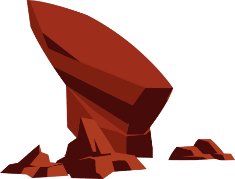 Abstract polygonal red monolith on transparent background