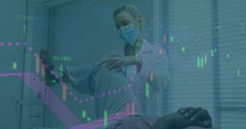 Medical Professional Analyzing Patient with Data Overlay