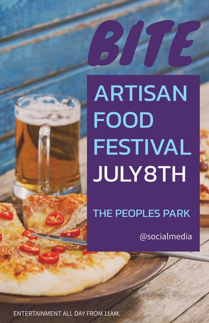 Bite Artisan Food Festival Promoting Pizza and Beer Event July 8th - Download Free Stock Templates Pikwizard.com