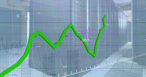 Financial Growth Graph Overlay on Server Room Infrastructure - Download Free Stock Images Pikwizard.com