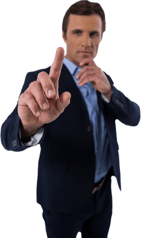 confident businessman touching transparent virtual screen - Download Free Stock Videos Pikwizard.com