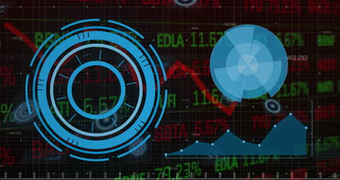 Futuristic Digital Display of Stock Market Analytics