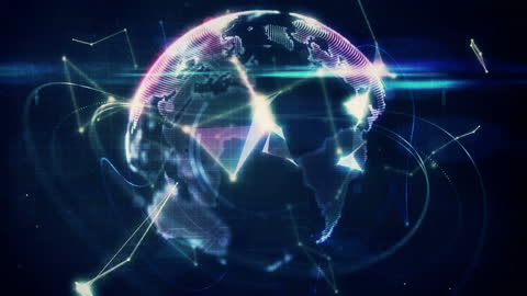 Futuristic Digital Global Network Visualization