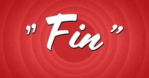 Classic cinema ending with vintage fin on red