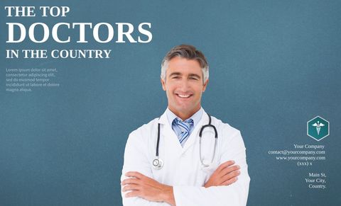 Professional Doctor Smiling in Healthcare Promotional Template
