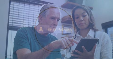 Diverse Doctor and Patient Engaged with Smartphone and Technology