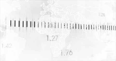 Grayscale World Map with Vertical Data Bars and Numeric Labels