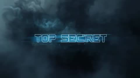 Neon Blue TOP SECRET Holographic Text Revealing over Smoky Backdrop with Cyber Scan Lines