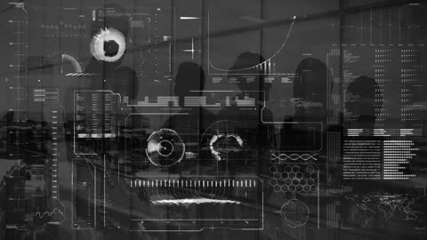 Innovative Technology Concept with Data Overlay and Cityscape