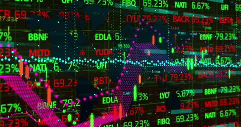 Global Financial Market Data Display with Digital Overlay