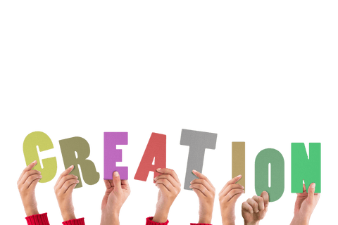 Hands Holding Colorful Creation Text on Transparent Background - Download Free Stock Videos Pikwizard.com