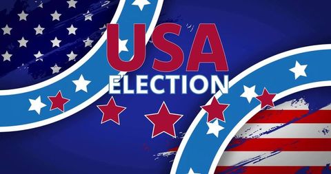 Usa election poster with patriotic ribbons and stars red white blue campaign banner