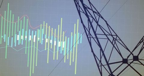 Tower silhouette with data analytics overlay