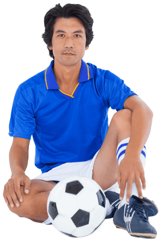 Transparent Portrait Football Player Sitting with Soccer Ball - Download Free Stock Videos Pikwizard.com