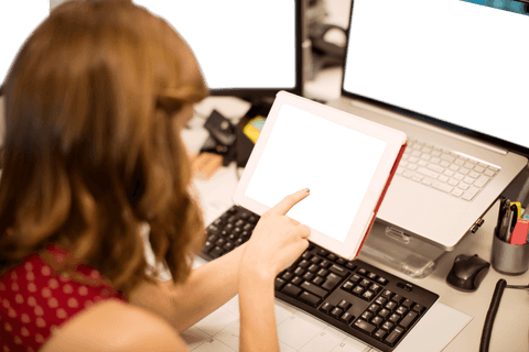 Businesswoman Engaging with Transparent Tablet Screen in Office - Download Free Stock Videos Pikwizard.com
