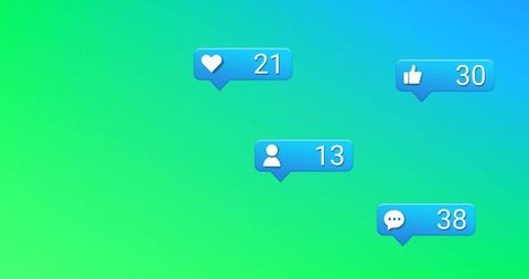 Social Media Notifications Over Colorful Gradient Background - Download Free Stock Images Pikwizard.com