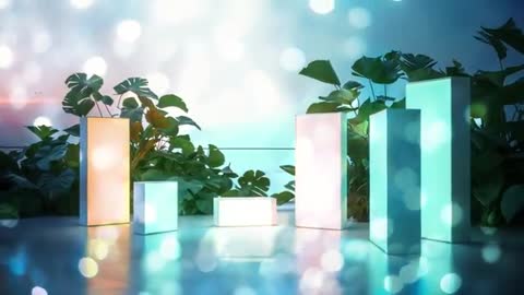 Abstract Bokeh and Prism Display with Foliage and Reflections