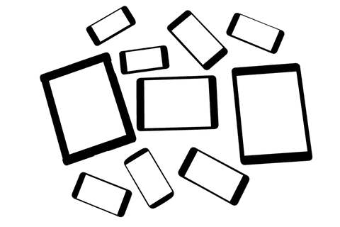 Transparent mobile devices with copy space on background