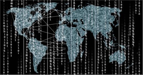 Global Data Network with Digital Binary Interface Overlay - Download Free Stock Images Pikwizard.com