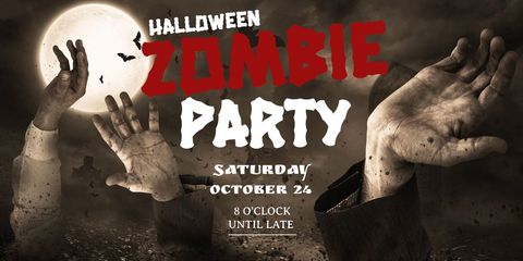 Spooky Halloween Zombie Party Invitation with Descending Hands - Download Free Stock Templates Pikwizard.com