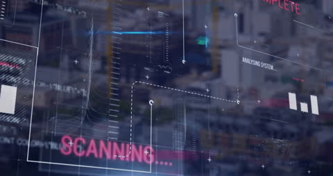 High-Tech Data Analysis Interface Over Aerial Urban Cityscape