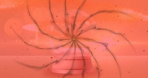 Abstract Digital Waves and Shooting Star on Orange Background