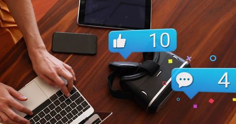 Social Media Interaction Overlay While Using Laptop