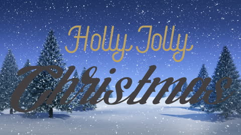 Holly Jolly Christmas Winter Scene with Falling Snow