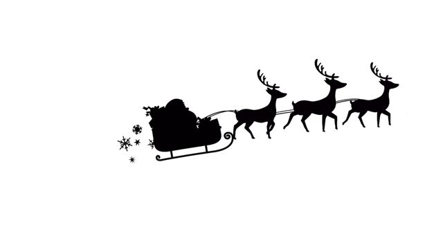 Santa Claus In Sleigh With Reindeer Silhouette Vector On White Background - Download Free Stock Images Pikwizard.com