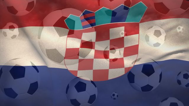 Animation of Croatian flag blending with soccer balls, symbolizing national pride and passion for football. Ideal for sports events, patriotic celebrations, and digital interfaces highlighting Croatia's love for soccer.