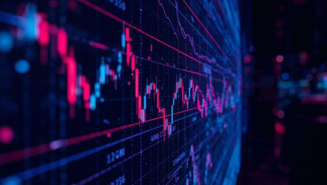 Digital Stock Market Graph with Candlestick Chart
