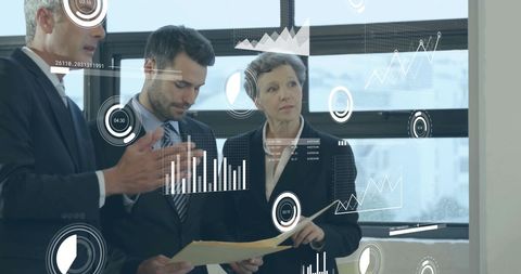 Business Professionals Engaged in Data Analysis Concept