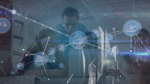 Digital Learning with Caucasian Teacher and Students Networking