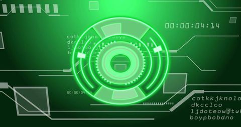 Futuristic green hud interface with digital elements