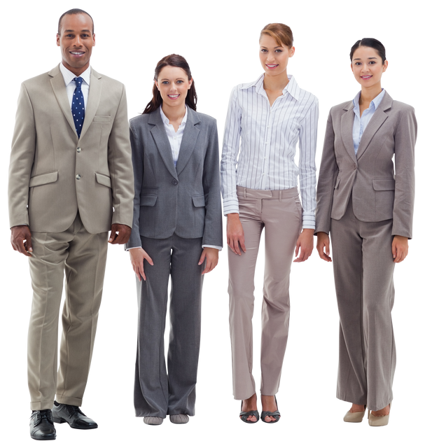 Transparent Business Team Smiling Side by Side in Professional Attire - Download Free Stock Videos Pikwizard.com