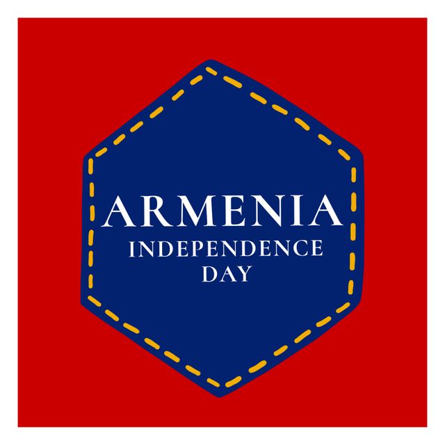 Illustration featuring Armenia Independence Day text on a tag over a red background. Ideal for celebrating Armenian national holidays, creating festive banners, posters, social media posts, and educational materials.