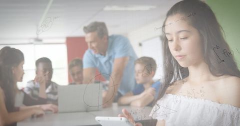 Mathematical Equations with Students Using Technology - Download Free Stock Images Pikwizard.com