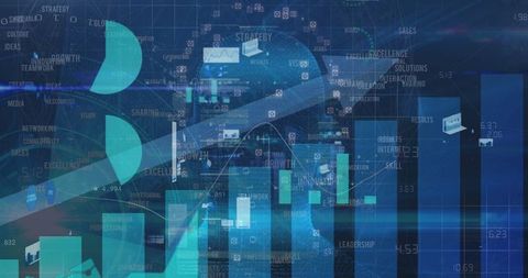 Futuristic data visualization dashboard with graphs and analytics
