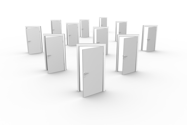 Multiple White Doors on Transparent Background Illustrating Choices and Opportunities - Download Free Stock Videos Pikwizard.com