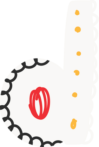 Decorative letter b with scalloped edges on transparent background