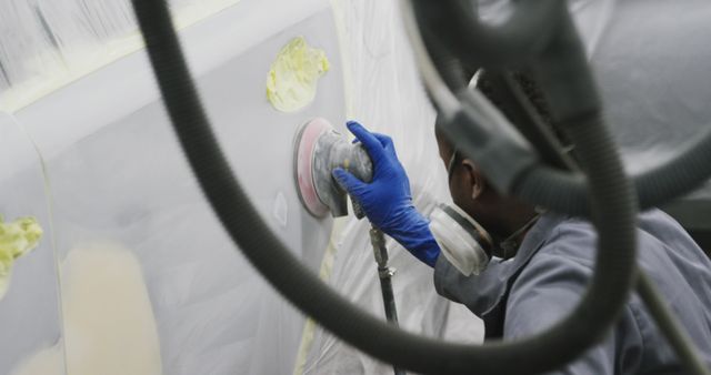 Automotive Worker Sanding Car Body in Workshop - Download Free Stock Images Pikwizard.com