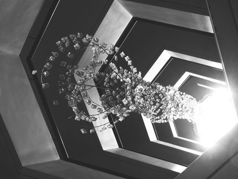 Modern Architectural View from Bottom of Spiral Staircase